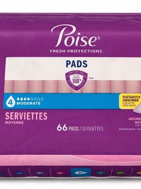 Poise Fresh Protection Pads Moderate 66 Count NIP